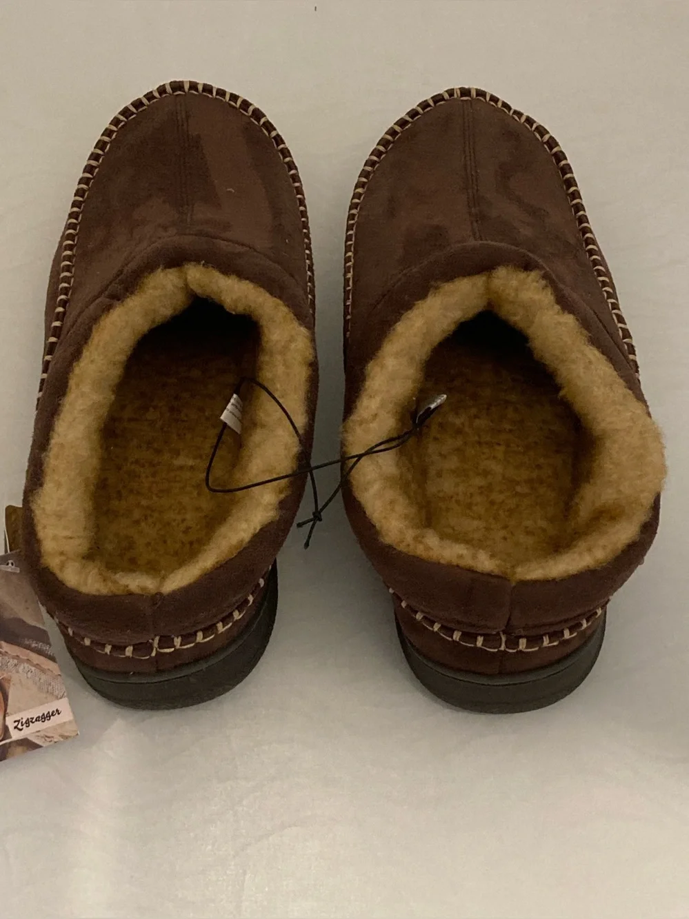 Zigzagger Mens 15 Moccasin Slippers Memory Foam House Shoes / Loafers Coffee NIB
